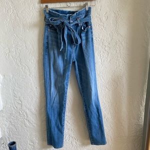 7 for all man kind straight legged paper bag waist tie jeans